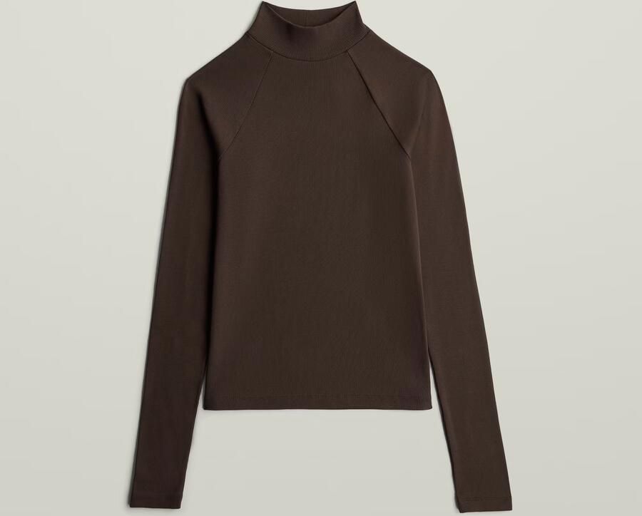 G-Star RAW Slim Rib Mock Neck Bruin Dames
