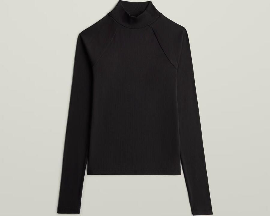 G-Star RAW Slim Rib Mock Neck Zwart Dames