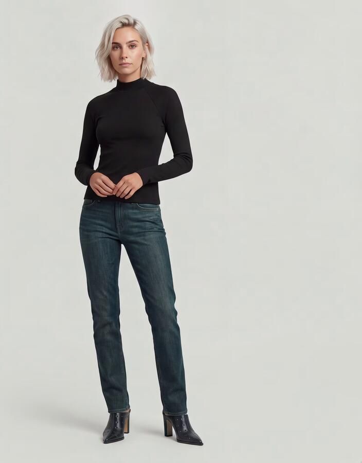 G-Star RAW Slim Rib Mock Neck Zwart Dames - Foto 4