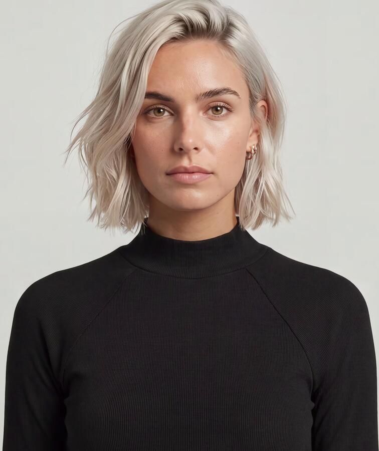 G-Star RAW Slim Rib Mock Neck Zwart Dames - Foto 2