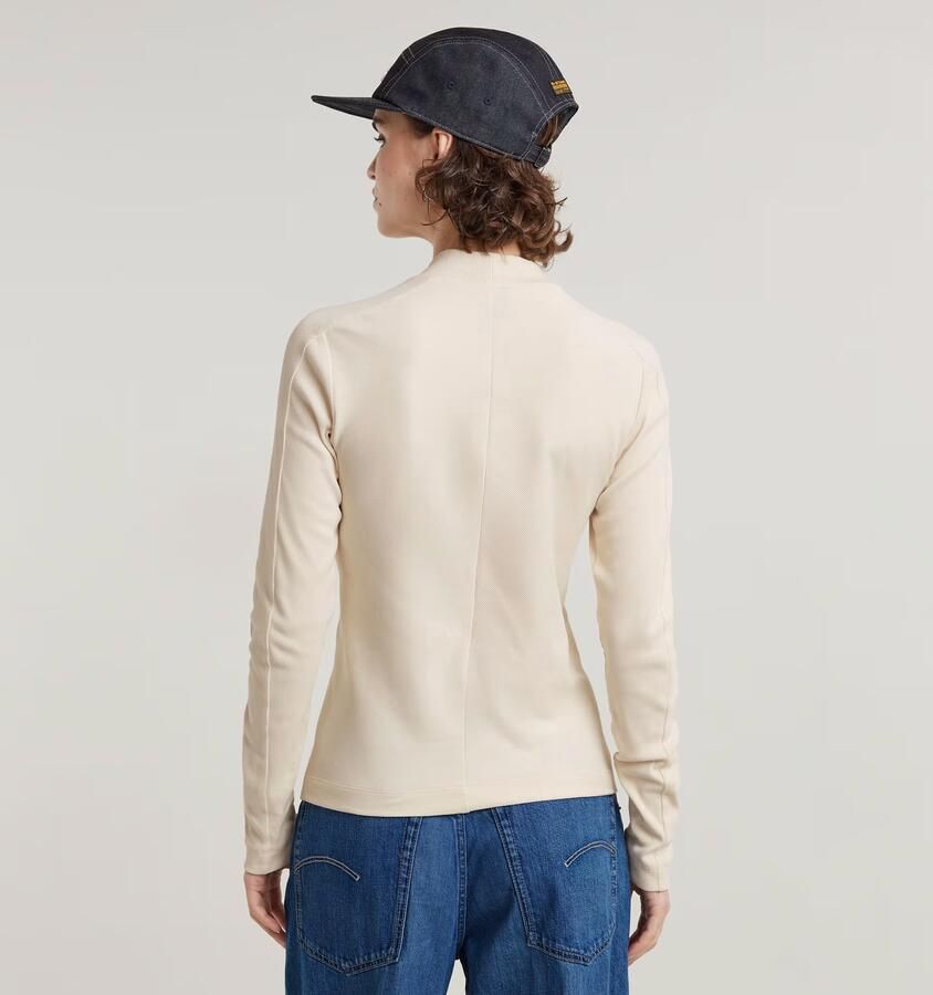G-Star RAW Longsleeve Rib Mock Top met merkenopdruk op de kraag - Foto 4