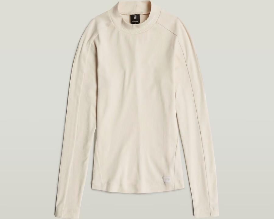 G-Star RAW Longsleeve Rib Mock Top met merkenopdruk op de kraag - Foto 6