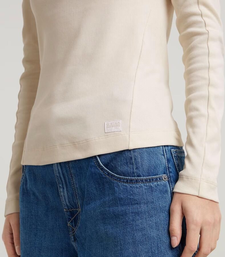 G-Star RAW Longsleeve Rib Mock Top met merkenopdruk op de kraag - Foto 5
