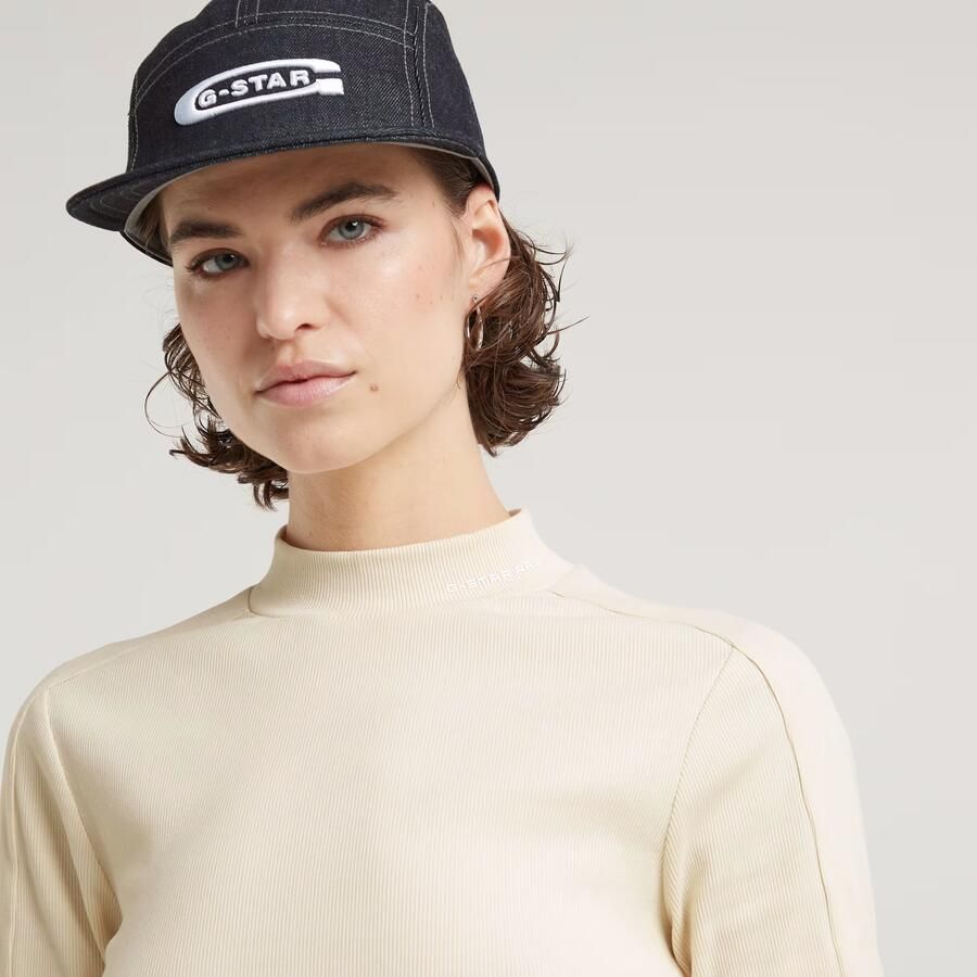 G-Star RAW Longsleeve Rib Mock Top met merkenopdruk op de kraag - Foto 2