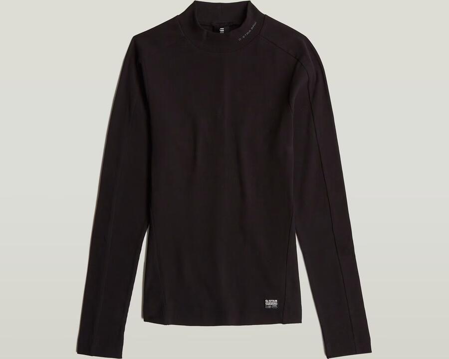 G-Star RAW Longsleeve Rib Mock Top met merkenopdruk op de kraag - Foto 6