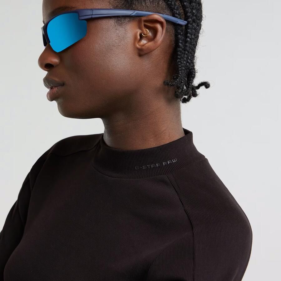 G-Star RAW Longsleeve Rib Mock Top met merkenopdruk op de kraag - Foto 2