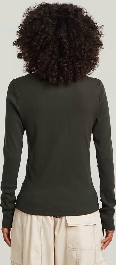 G-Star RAW Slim Rib Open Neck Longsleeve T-Shirt Grijs Dames - Foto 6
