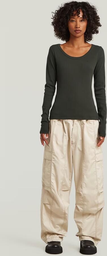 G-Star RAW Slim Rib Open Neck Longsleeve T-Shirt Grijs Dames - Foto 7