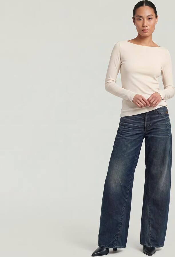 G-Star RAW Slim Rib Open Neck Longsleeve T-Shirt Wit Dames - Foto 5