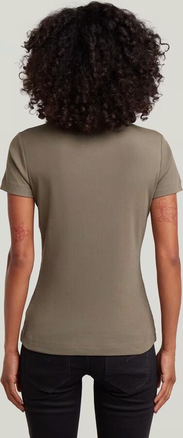 G-Star RAW Slim Rib T-Shirt Bruin Dames - Foto 6