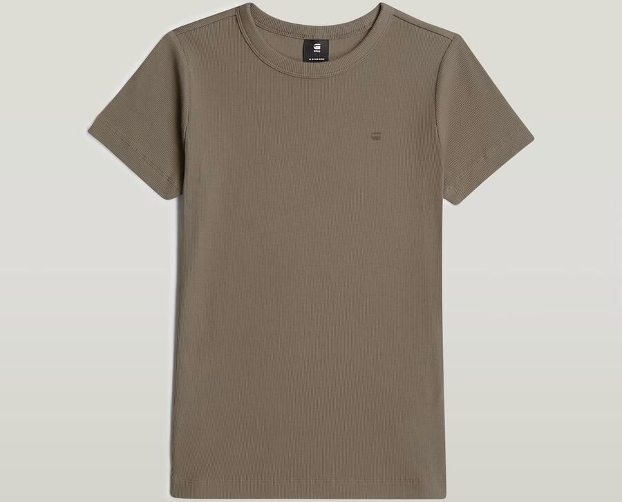 G-Star RAW Slim Rib T-Shirt Bruin Dames - Foto 3