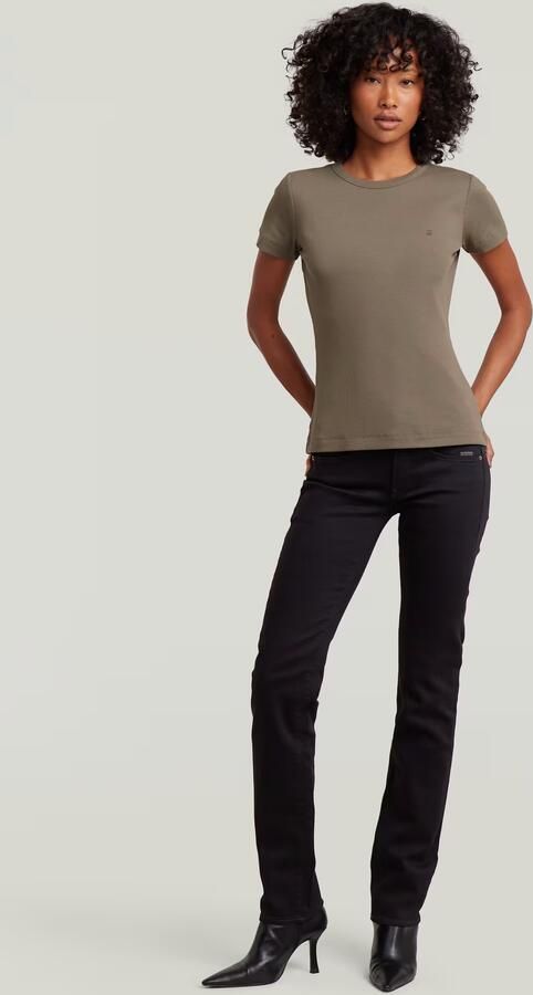 G-Star RAW Slim Rib T-Shirt Bruin Dames - Foto 5