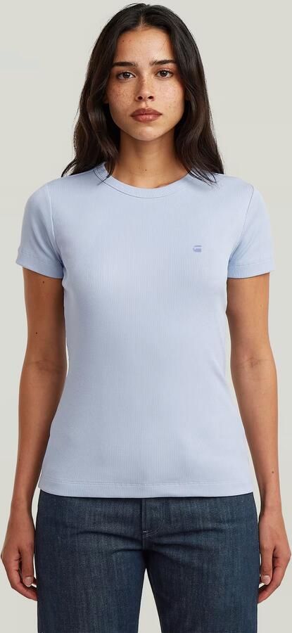 G-Star RAW Slim Rib T-Shirt Lichtblauw Dames