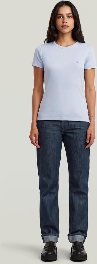 G-Star RAW Slim Rib T-Shirt Lichtblauw Dames - Foto 7