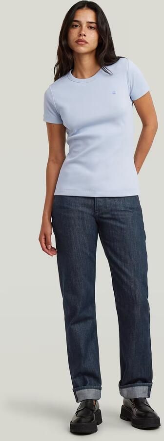 G-Star RAW Slim Rib T-Shirt Lichtblauw Dames - Foto 6