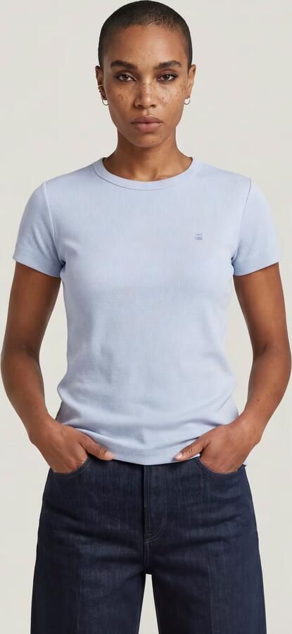 G-Star RAW Slim Rib T-Shirt Lichtblauw Dames - Foto 5