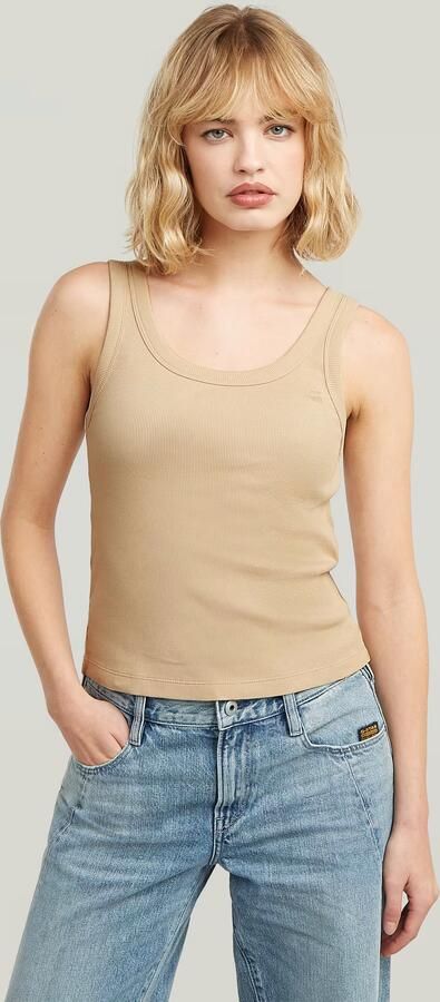 G-Star RAW Slim Rib Tank T-Shirt Beige Dames