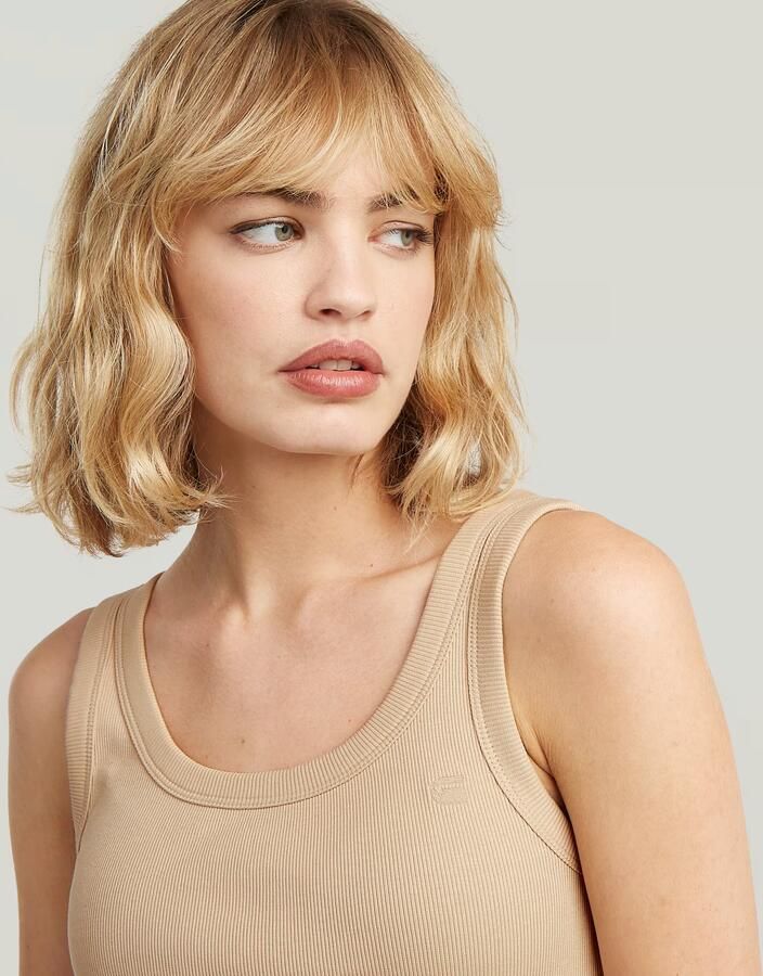 G-Star RAW Slim Rib Tank T-Shirt Beige Dames - Foto 4