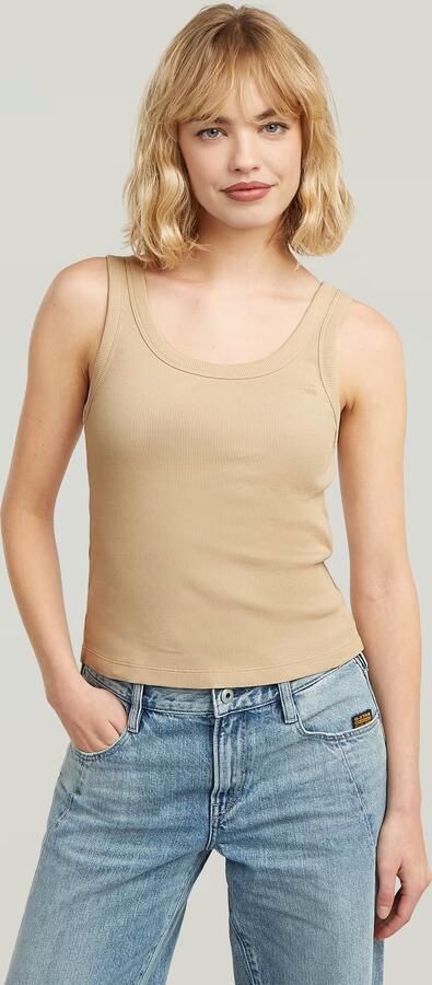 G-Star RAW Slim Rib Tank T-Shirt Beige Dames - Foto 5