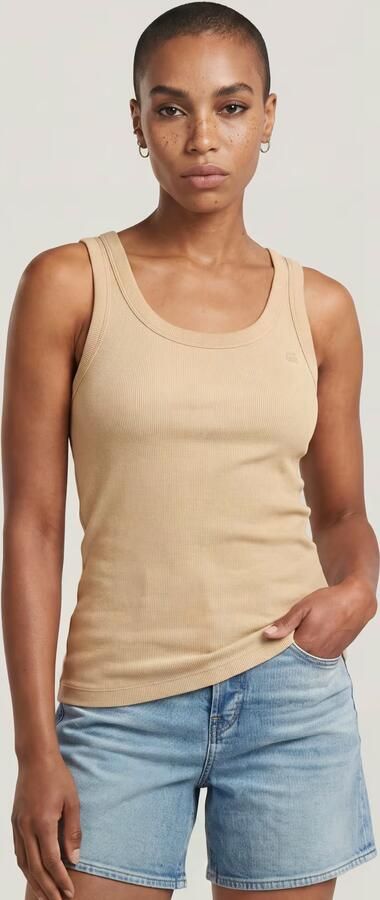 G-Star RAW Slim Rib Tank T-Shirt Beige Dames - Foto 5