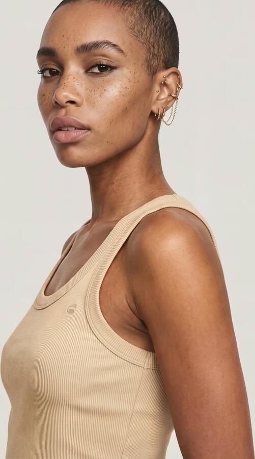 G-Star RAW Slim Rib Tank T-Shirt Beige Dames - Foto 3