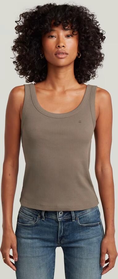 G-Star RAW Slim Rib Tank T-Shirt Bruin Dames