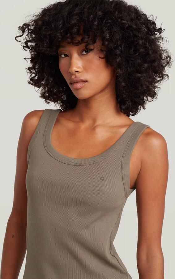 G-Star RAW Slim Rib Tank T-Shirt Bruin Dames - Foto 4