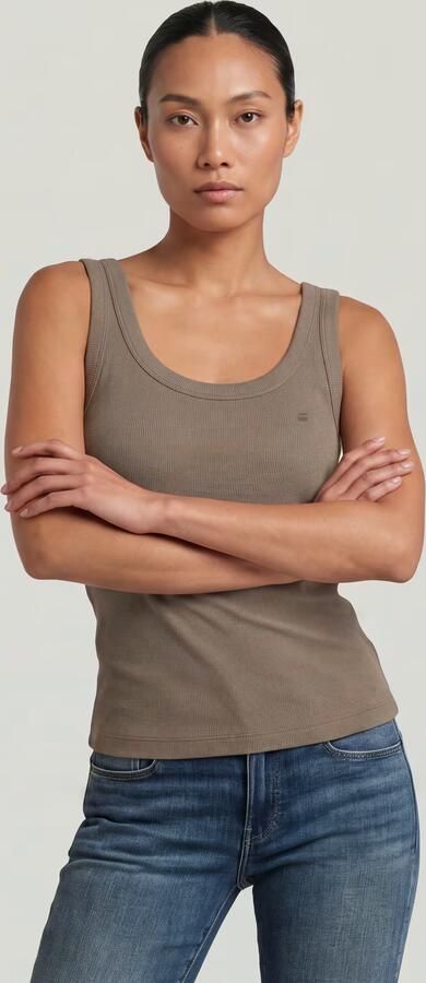 G-Star RAW Slim Rib Tank T-Shirt Bruin Dames - Foto 6