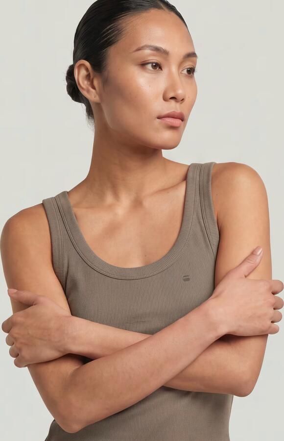 G-Star RAW Slim Rib Tank T-Shirt Bruin Dames - Foto 5