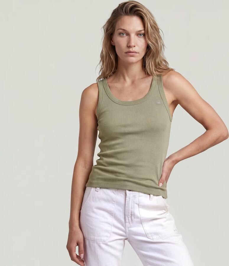 G-Star RAW Slim Rib Tank T-Shirt Groen Dames - Foto 6