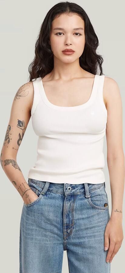 G-Star RAW Slim Rib Tank T-Shirt Wit Dames