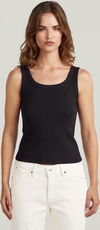 G-Star RAW Slim Rib Tank T-Shirt Zwart Dames