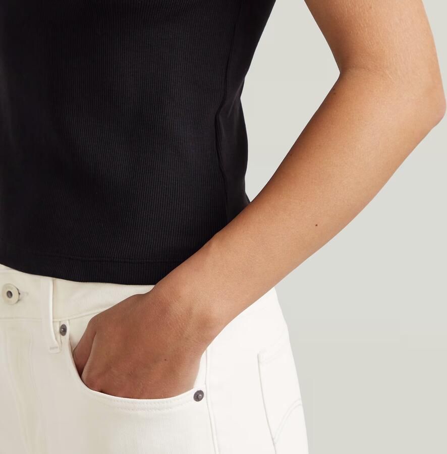 G-Star RAW Slim Rib Tank T-Shirt Zwart Dames - Foto 3