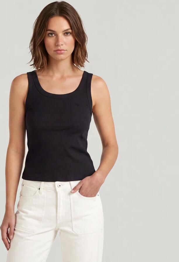 G-Star RAW Slim Rib Tank T-Shirt Zwart Dames - Foto 4