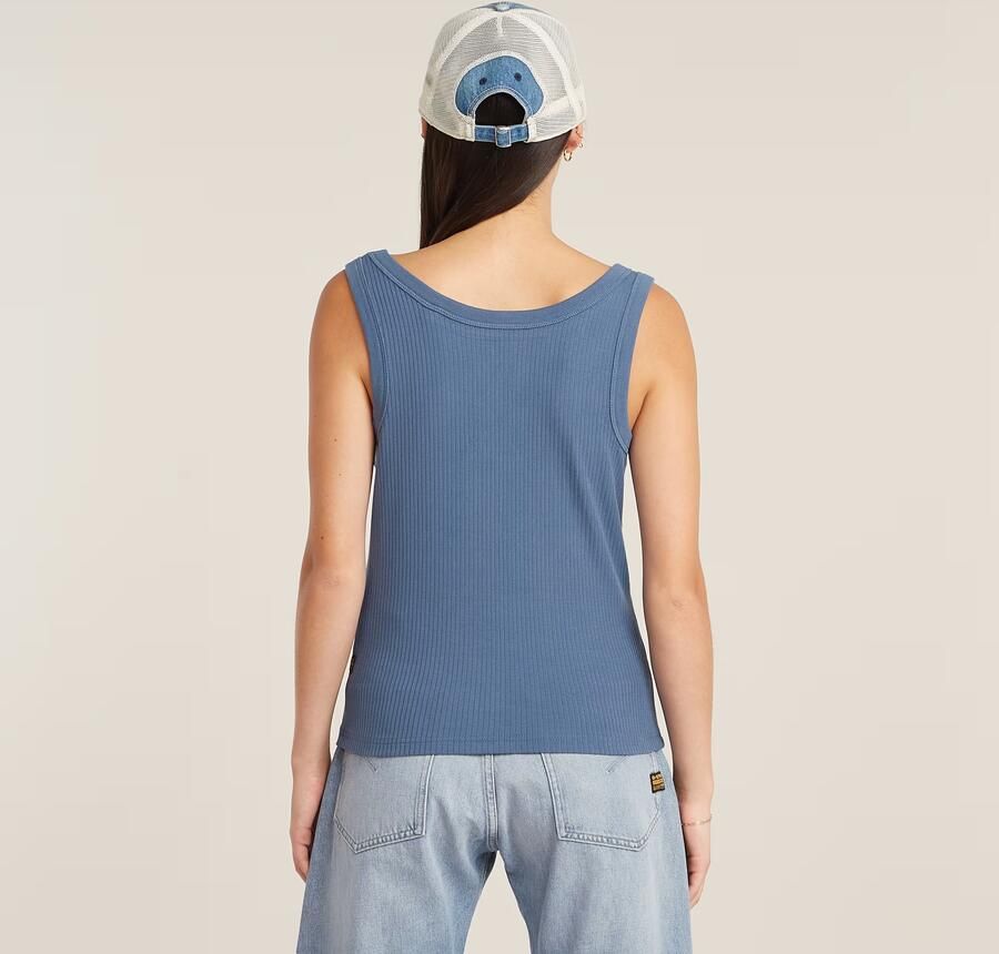 G-Star RAW Slim Rib Tanktop Midden blauw Dames - Foto 4