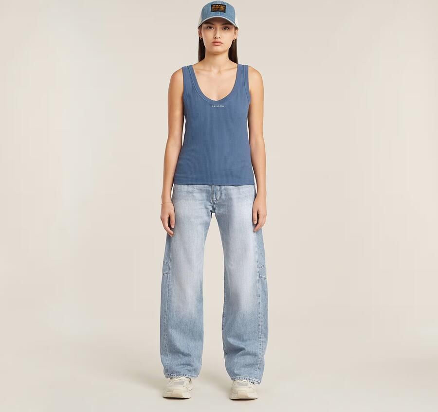 G-Star RAW Slim Rib Tanktop Midden blauw Dames - Foto 5
