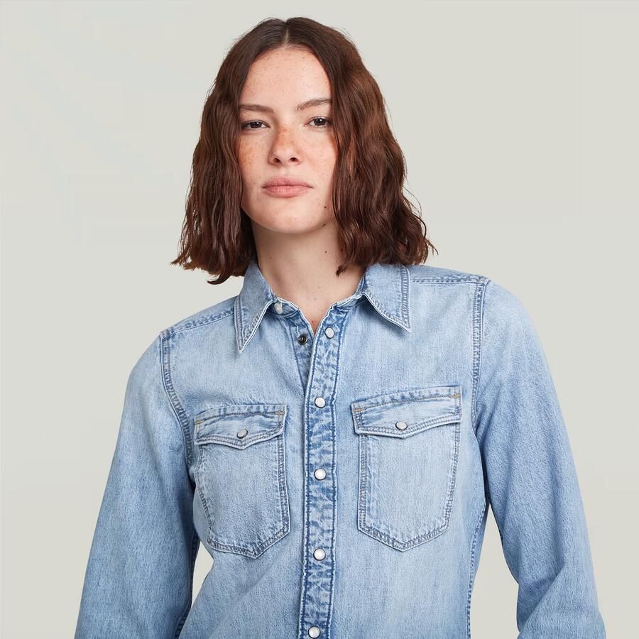 G-Star RAW Slim Western Overhemd Lichtblauw Dames - Foto 3