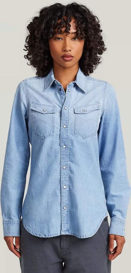 G-Star RAW Slim Western Overhemd Lichtblauw Dames