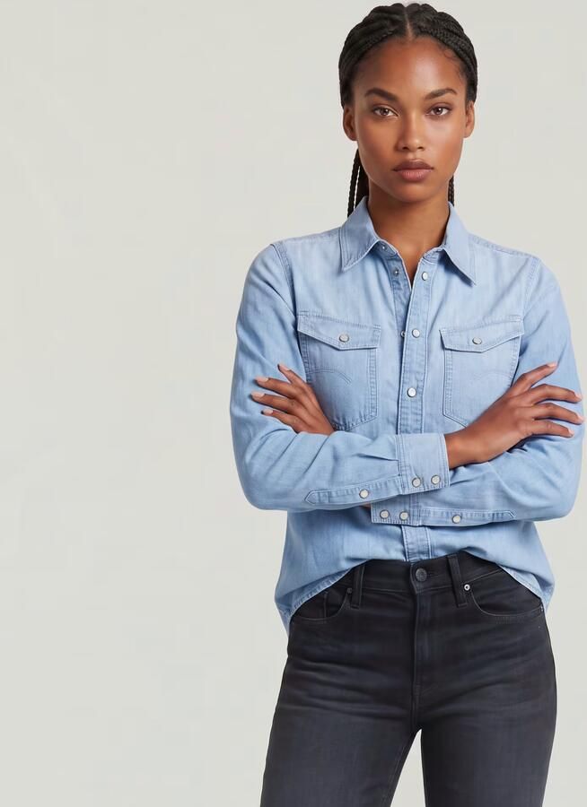 G-Star RAW Slim Western Overhemd Lichtblauw Dames - Foto 6