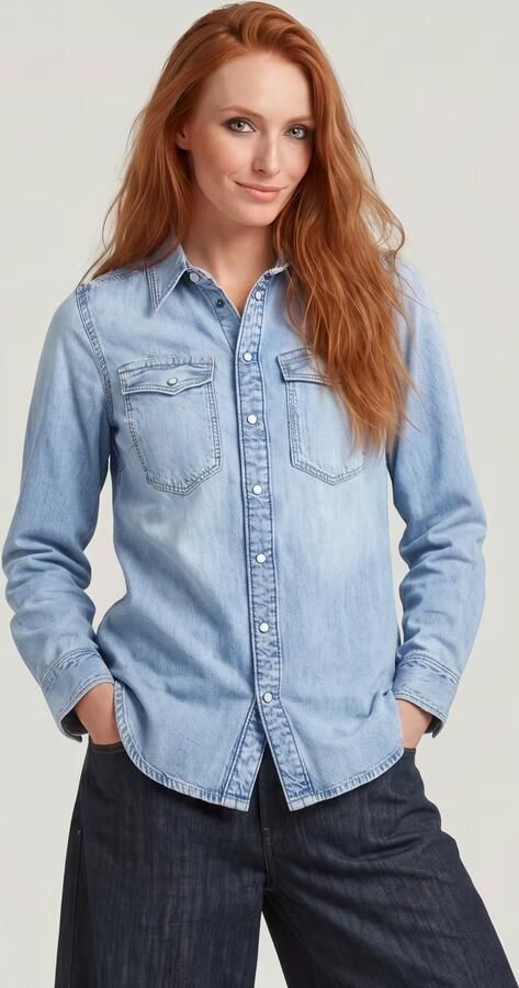 G-Star RAW Slim Western Overhemd Lichtblauw Dames - Foto 4