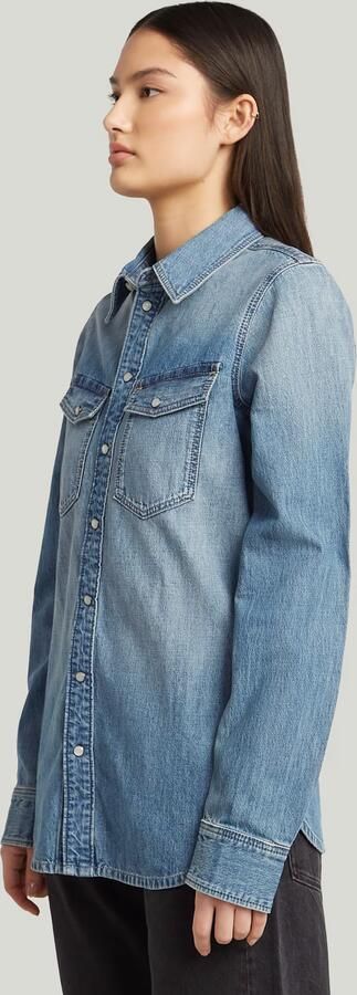 G-Star RAW Slim Western Overhemd Midden blauw Dames - Foto 5