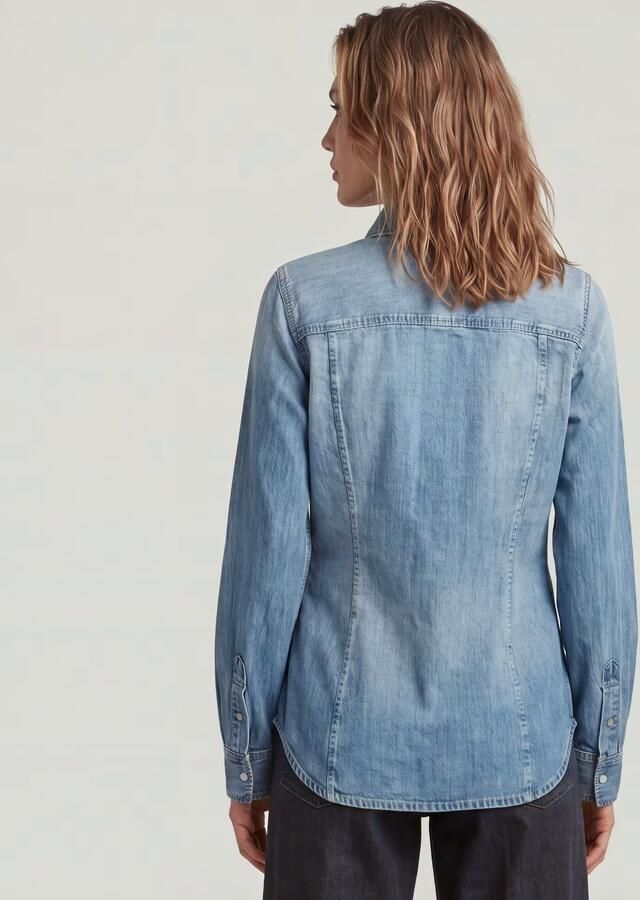 G-Star RAW Slim Western Overhemd Midden blauw Dames - Foto 6