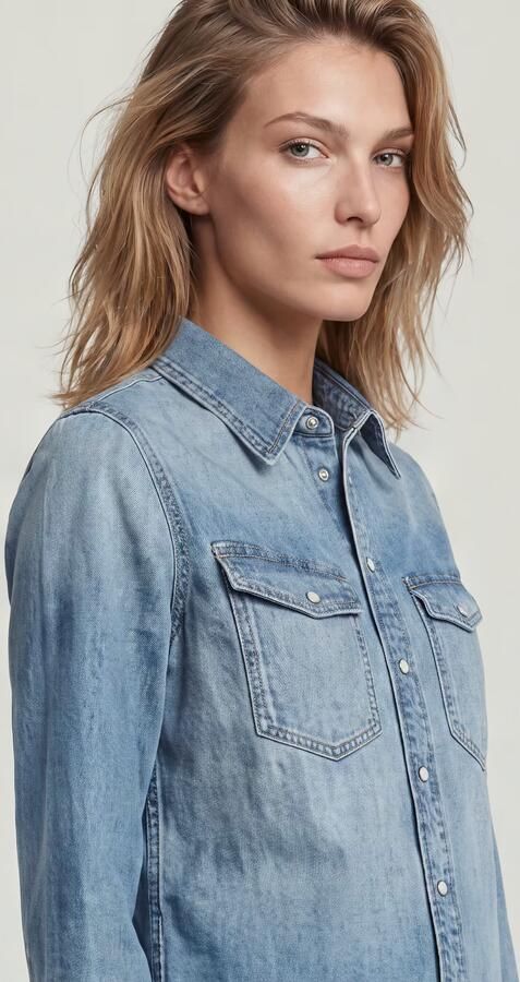 G-Star RAW Slim Western Overhemd Midden blauw Dames - Foto 7