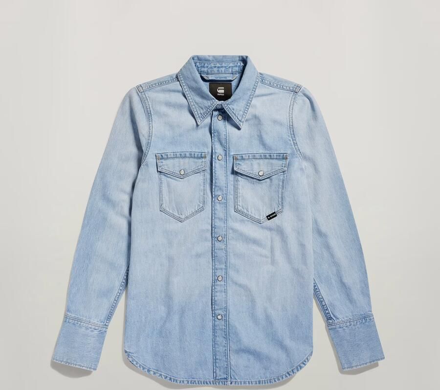 G-Star Raw Slim fit jeansblouse met paspelzakken op de borst model 'Western shirt' - Foto 7