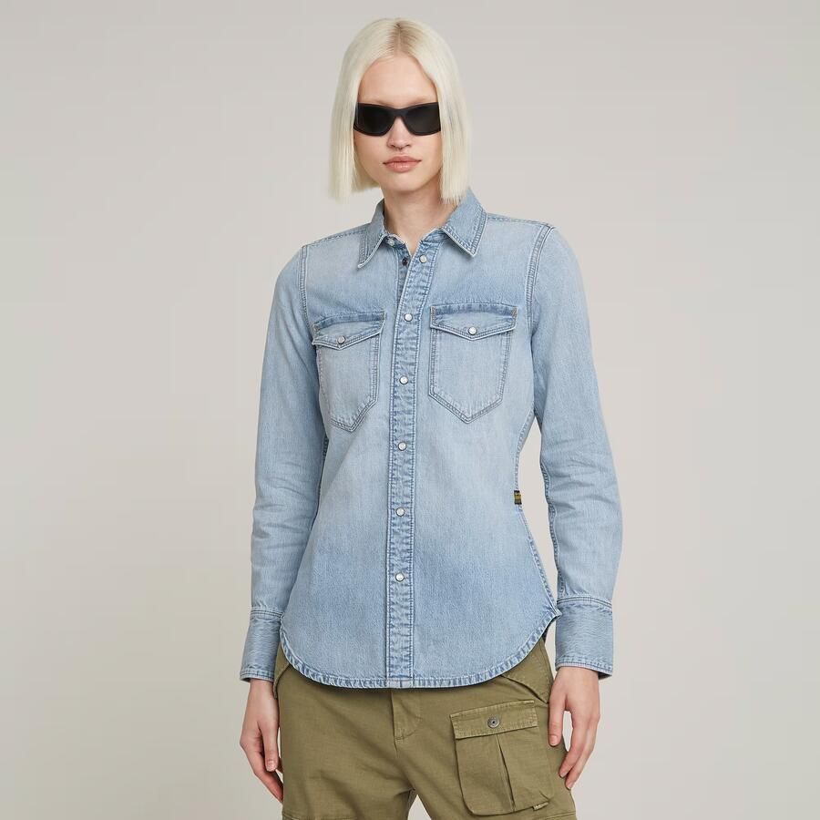G-Star Raw Slim fit jeansblouse met paspelzakken op de borst model 'Western shirt' - Foto 2
