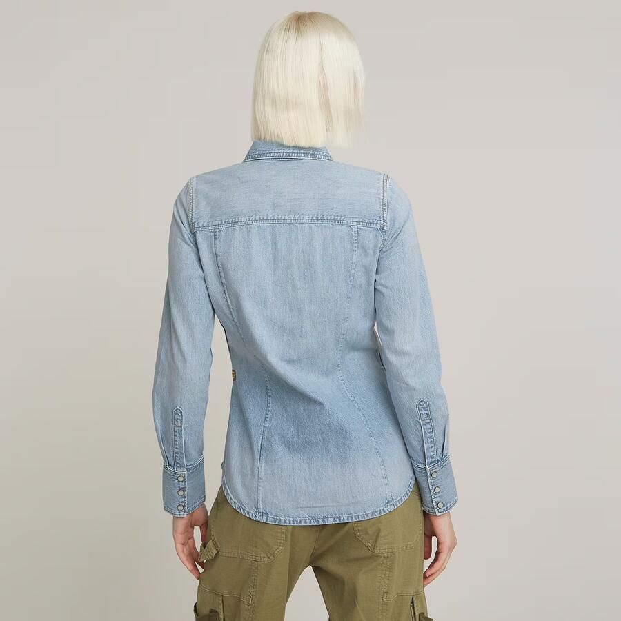 G-Star Raw Slim fit jeansblouse met paspelzakken op de borst model 'Western shirt' - Foto 3