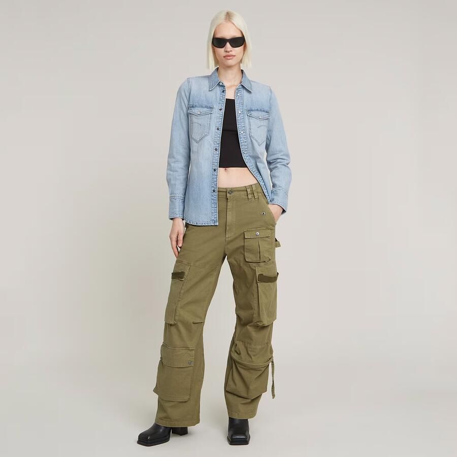 G-Star Raw Slim fit jeansblouse met paspelzakken op de borst model 'Western shirt' - Foto 4