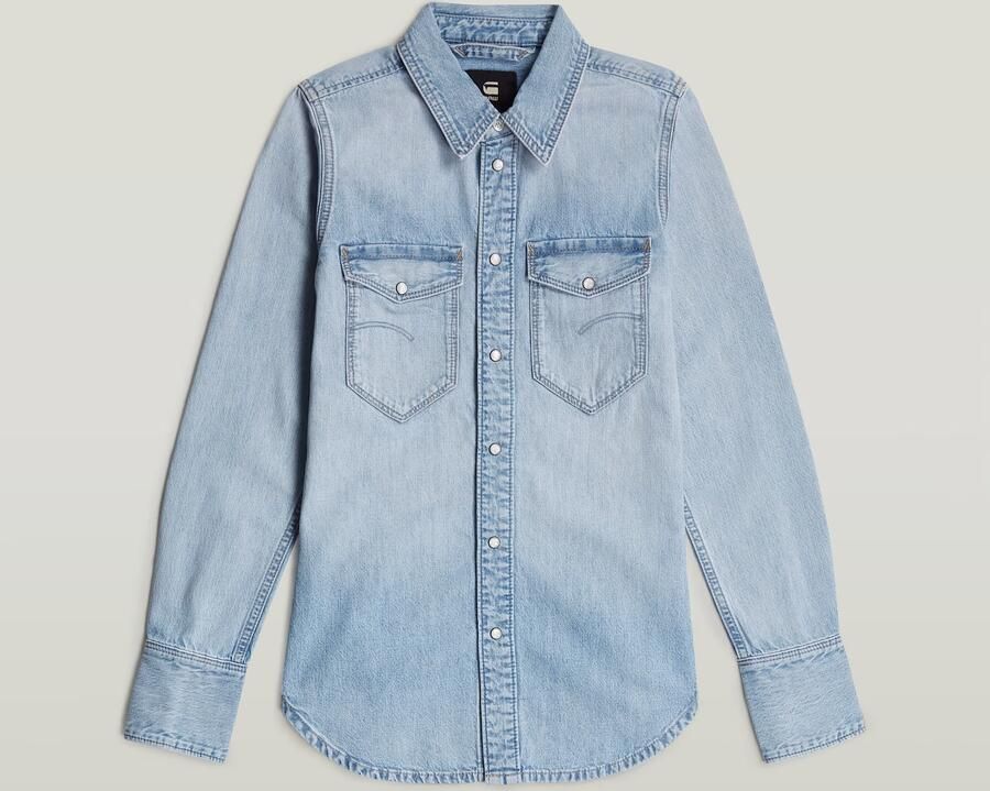 G-Star Raw Slim fit jeansblouse met paspelzakken op de borst model 'Western shirt' - Foto 8