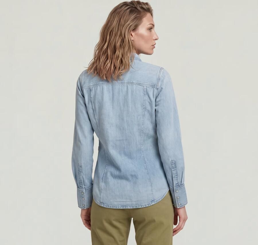G-Star Raw Slim fit jeansblouse met paspelzakken op de borst model 'Western shirt' - Foto 9