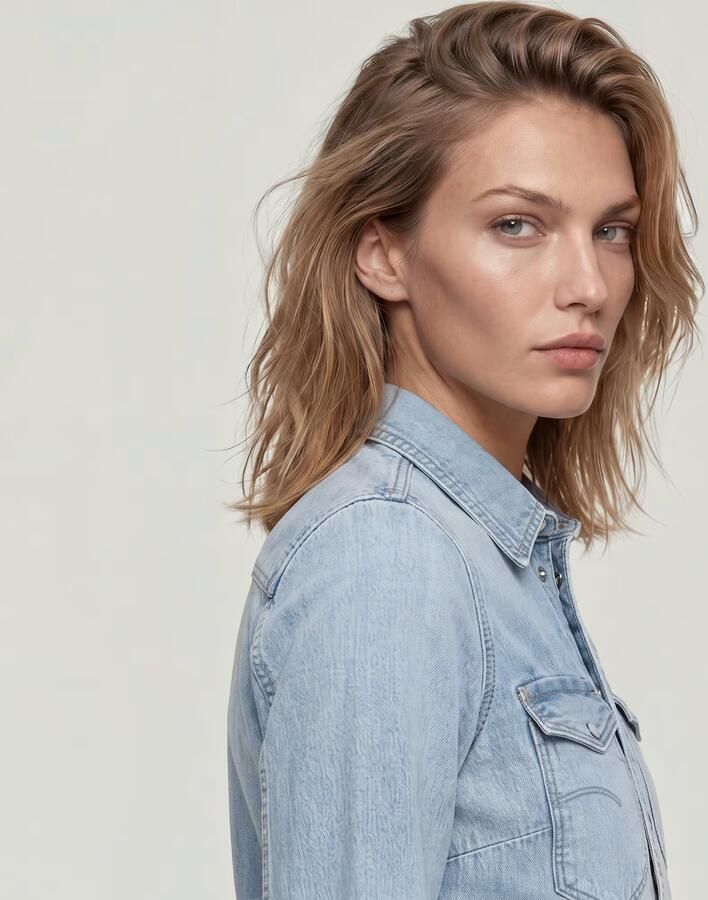 G-Star Raw Slim fit jeansblouse met paspelzakken op de borst model 'Western shirt' - Foto 12
